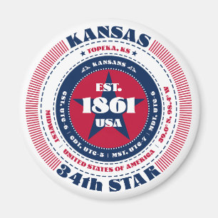Kansas Circle Typography Souvenir Magnet