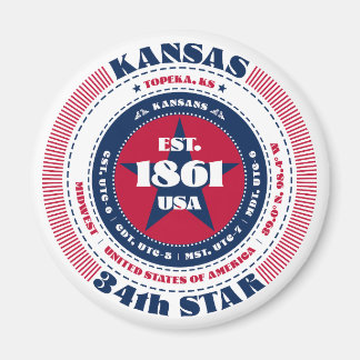 Kansas Circle Typography Souvenir Magnet