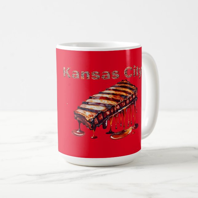Kansas City - BBQ Ribs och indisk Chief Kaffemugg (Framsida höger)