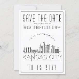 Kansas City Bröllop Stiliserat Spara datumet Inbjudningar