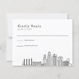 Kansas City Bröllop | Stylized Skyline OSA Kort