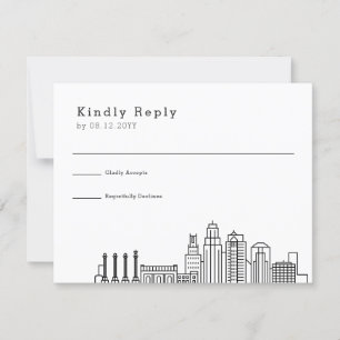 Kansas City Bröllop Stylized Skyline OSA Kort