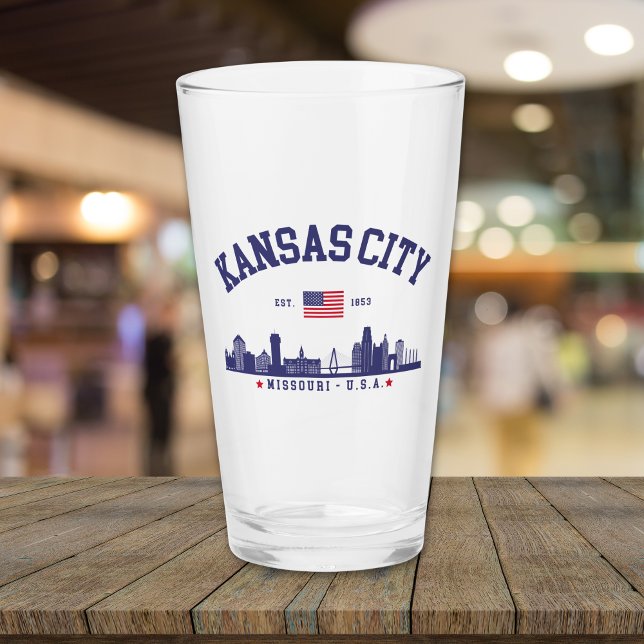 Kansas City Flag & Skyline Design | Cool Midwest  Glaskopp (Skapare uppladdad)