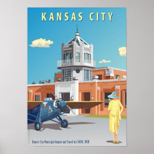 Kansas City flygplatsart déco Poster