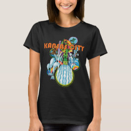 Kansas City Fontän Blå Retro Resa T Shirt