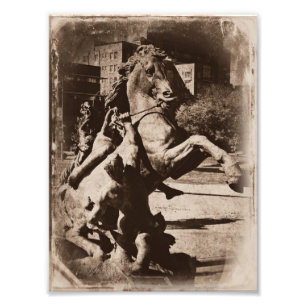 Kansas City Fontän Horse Sepia Grunge Fototryck