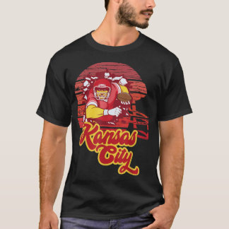 Kansas City Football Retro Sunset Helmet Chief BBQ T Shirt