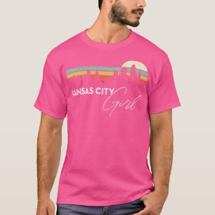 Kansas City Girl Retro Sunset City Skyline Souveni T Shirt