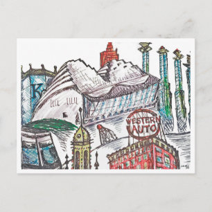 Kansas City Iconic Architecture Poster Vykort