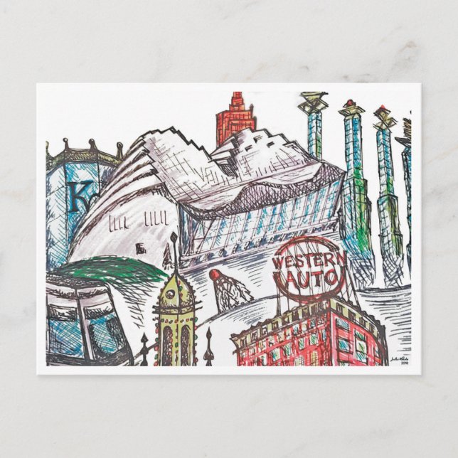Kansas City Iconic Architecture Poster Vykort (Framsida)