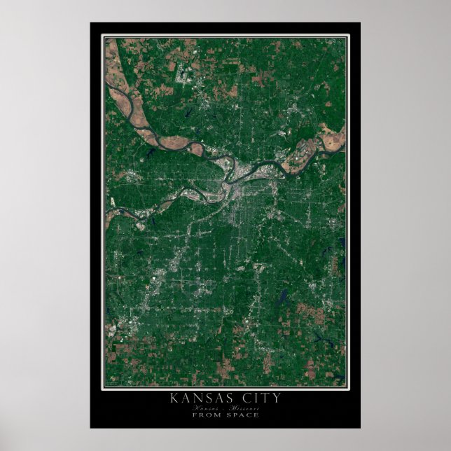 Kansas City Kansas - Missouri från rymdsatelliten Poster (Framsidan)