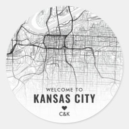 Kansas City Karta | Bröllop Välkommen Runt Klistermärke