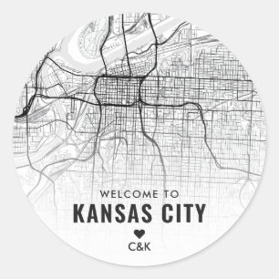 Kansas City Karta Bröllop Välkommen Runt Klistermärke