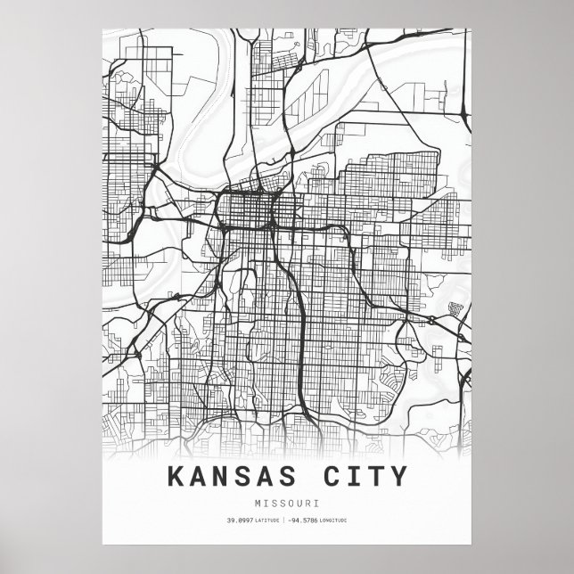Kansas City Karta Poster (Framsidan)
