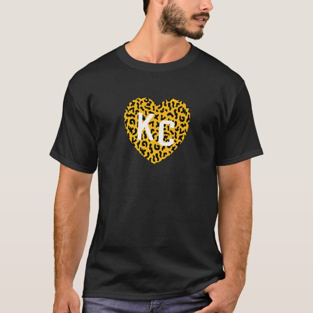 Kansas City Kc Heart Animal Stil Retro Cheetah Lo T Shirt (Framsida)