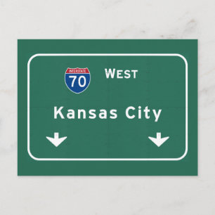 Kansas City KC Missouri Interstate Highway Freeway Vykort
