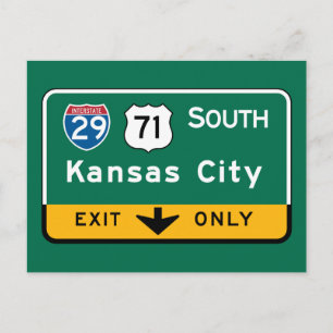 Kansas City, KS Road Sign Vykort