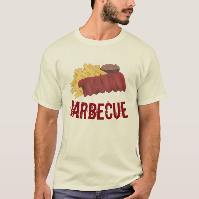 Kansas City Memphis BBQ Barbecue Spare Ribs Foodie Tee (Framsida)