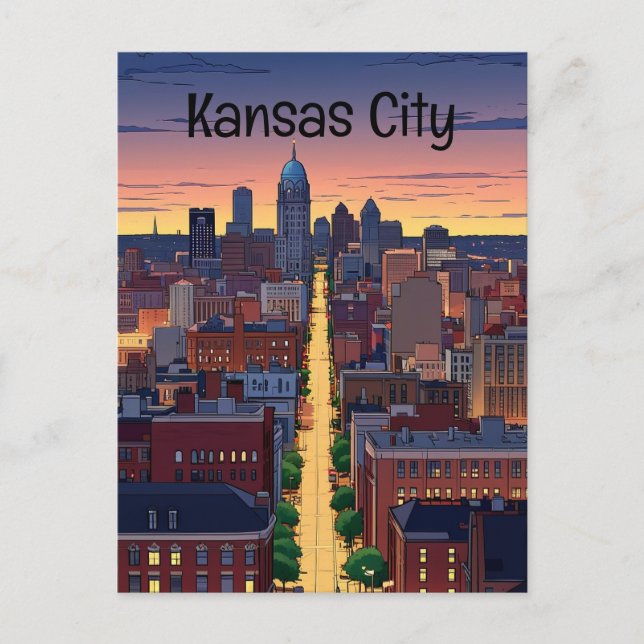 Kansas City Missouri anime stil Vykort (Framsida)