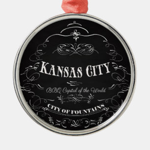 Kansas City Missouri - BBQ-huvudstad av världen Julgransprydnad Metall