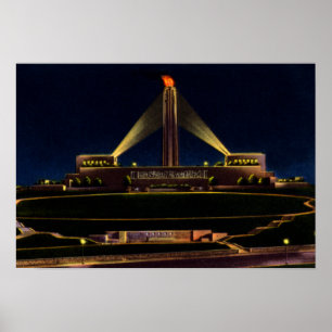 Kansas City Missouri frihetminnesmärke vid natt Poster