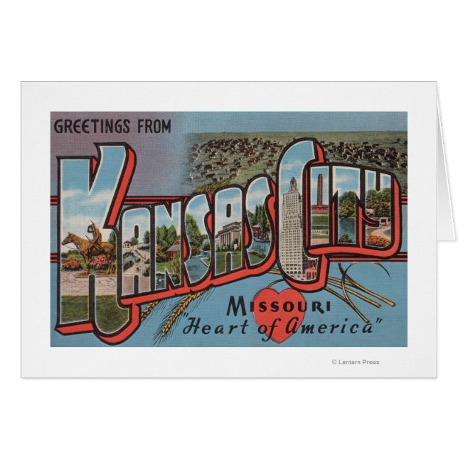 Kansas City, Missouri (Heart) Hälsningskort (Framsidan Horizontal)