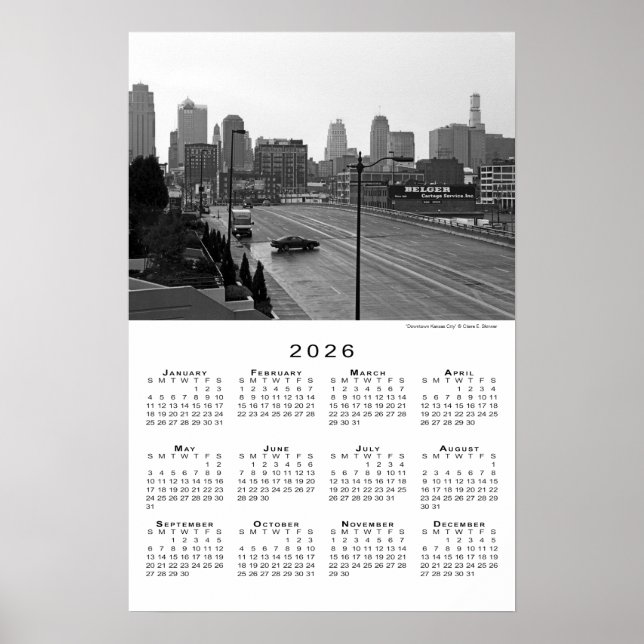 Kansas City, Missouri Skyline 2026 Calendar Poster (Framsidan)