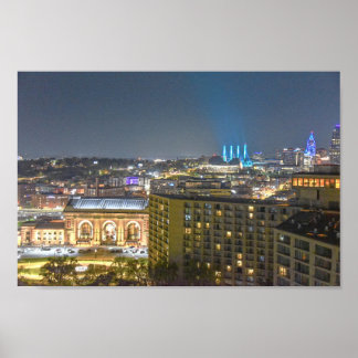 Kansas City, Missouri, Skyline at Night Poster