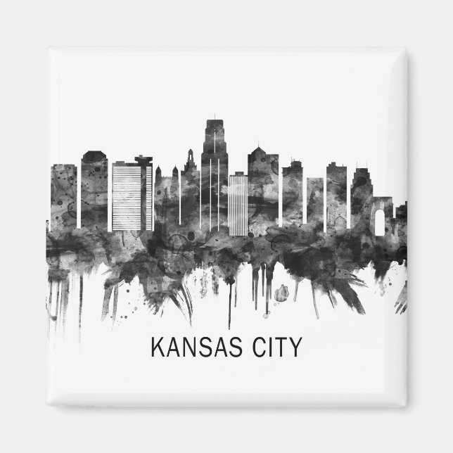 Kansas City Missouri Skyline BW Magnet (Framsidan)