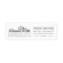 Kansas City, Missouri Stylized Skyline | Returadress Etikett