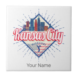 Kansas City Missouri United Stater Skyline Vintage Kakelplatta