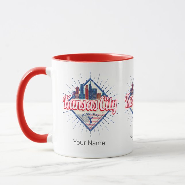 Kansas City Missouri United Stater Skyline Vintage Mugg (Vänster)