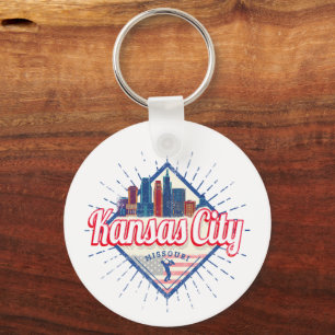 Kansas City Missouri United Stater Skyline Vintage Nyckelring