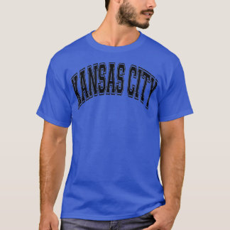 Kansas City Missouri Varsity Stil Text Grått w Bla T Shirt