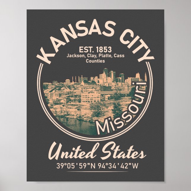 KANSAS CITY - MISSOURI VINTAGE POSTER (Framsidan)