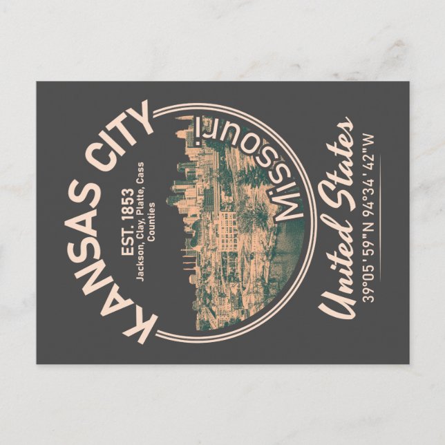 KANSAS CITY - MISSOURI VINTAGE VYKORT (Framsida)