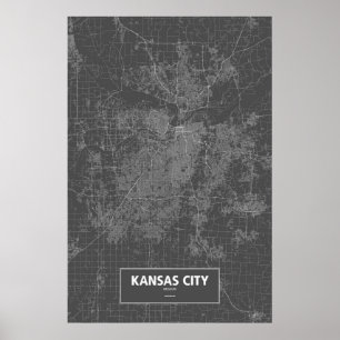 Kansas City Missouri (vit på svart) Poster