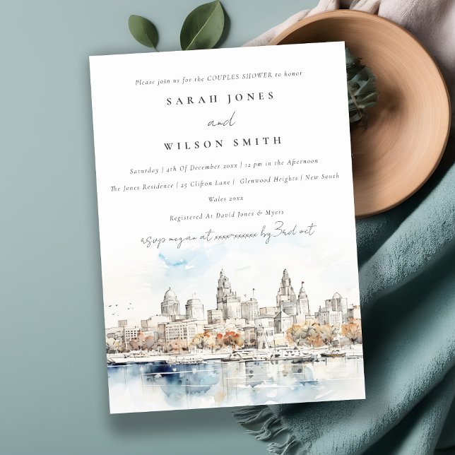 Kansas City Missouri Watercolor Par Shower Inbjudningar (Skapare uppladdad)