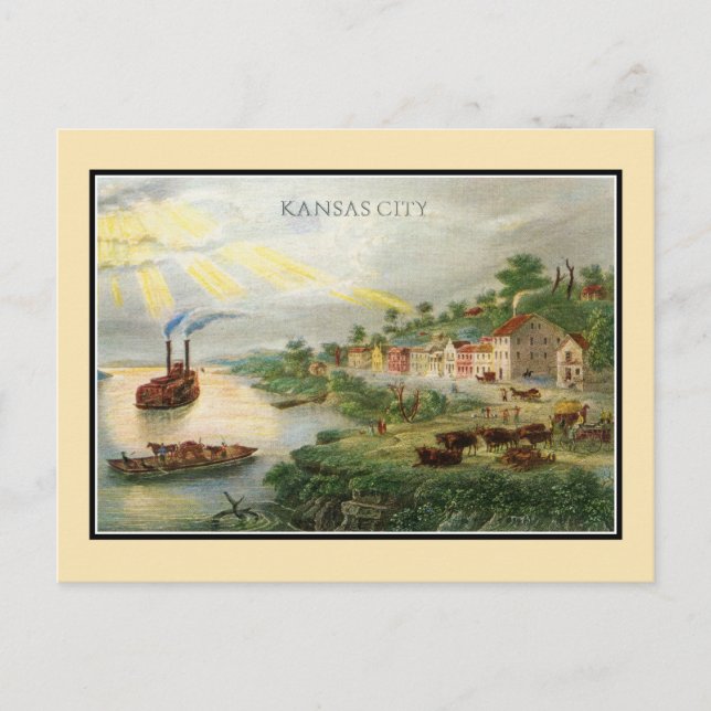 Kansas City MO 1850 (i sin egenskap av stad) Vykort (Framsida)