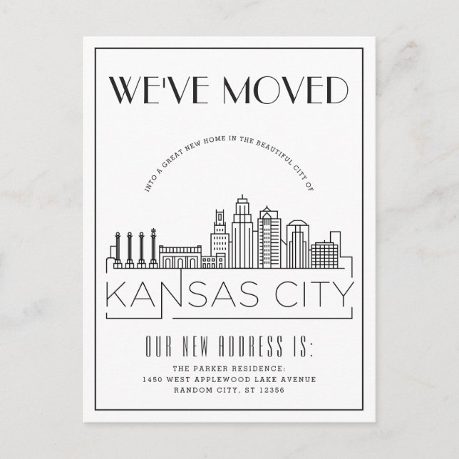 Kansas City Modern Deco | Flyttmeddelande Meddelande Vykort (Framsida)