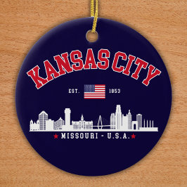 Kansas City Modern Skyline Souvenir Julgransprydnad Keramik