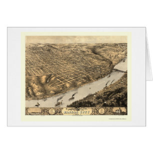 Kansas City panorama- karta för MO - 1869 Hälsningskort