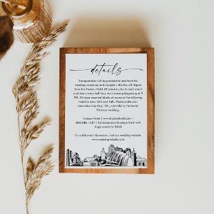 Kansas City Skyline Bröllop informationskort, 3,5 Tilläggskort