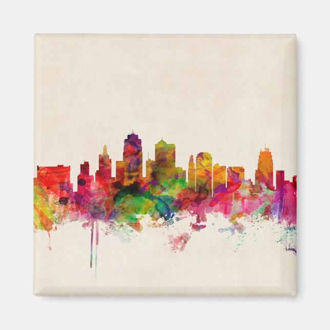 Kansas City Skyline Cityscape Magnet (Framsidan)