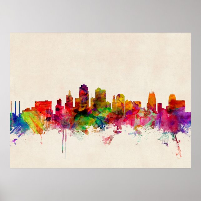 Kansas City Skyline Cityscape Poster (Framsidan)
