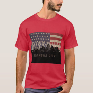 kansas city skyline flagga t shirt