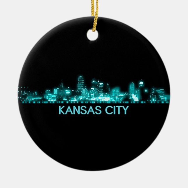 Kansas City Skyline Julgransprydnad Keramik (Framsidan)