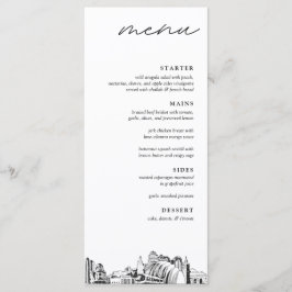 Kansas City Skyline Modern Bröllop Dinner Menu Meny