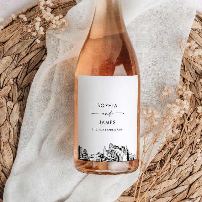 Kansas City Skyline Vinflaska Etikett (Skapare uppladdad)