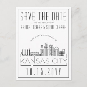 Kansas City   Stiliserad Skyline Spara datum Vykort